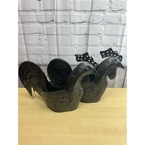 Metal Ruster Planter Or Candle Holders Bundle of 2